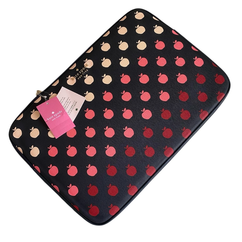 ♠️🍎 ♠️Kate Spade Black and Red Apple Print Laptop Sleeve